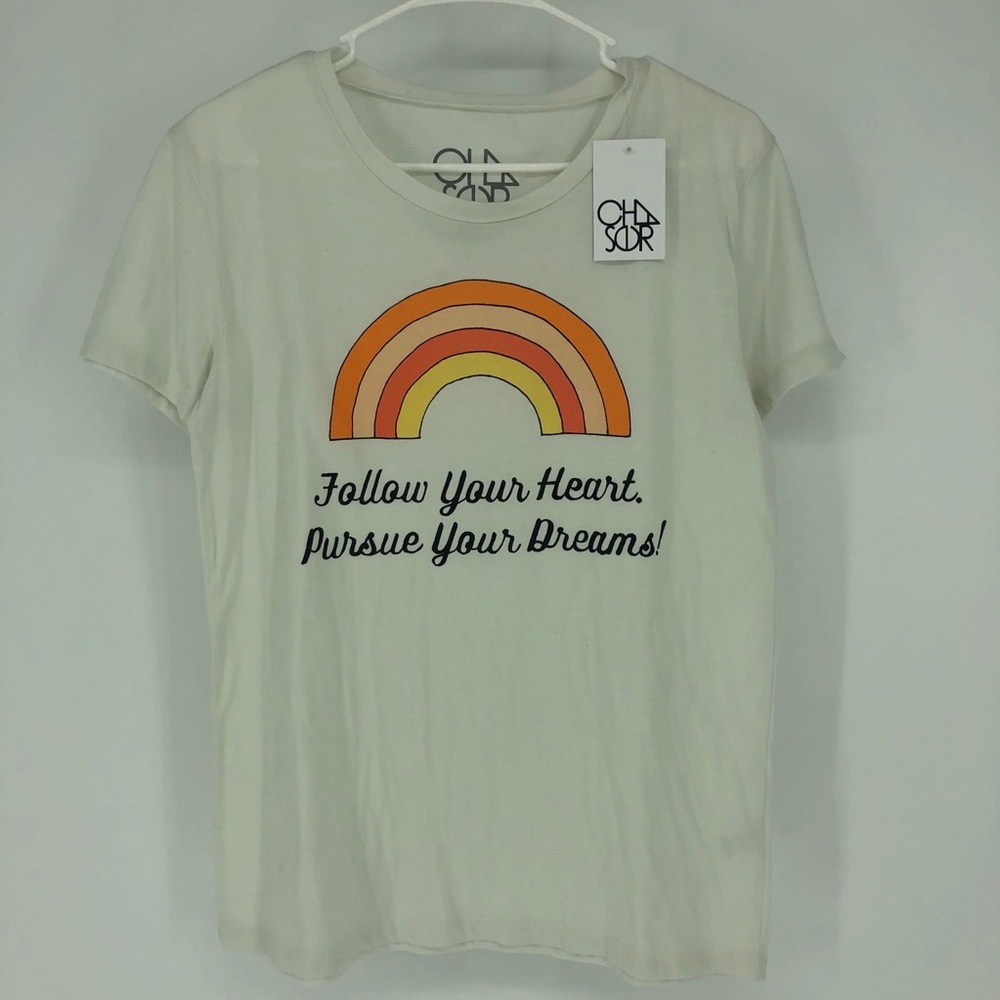 CHASER NEW Follow Your Heart Graphic Tee Shirt S/M - Picture 3 of 8